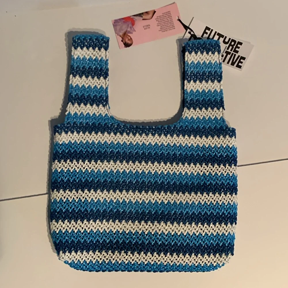 Future Collective LIMITED EDITION Blue & White Chevron Print Striped